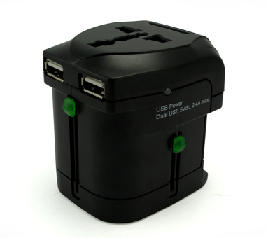 Univesal travel adapter with Dual USB 2.4A chargers